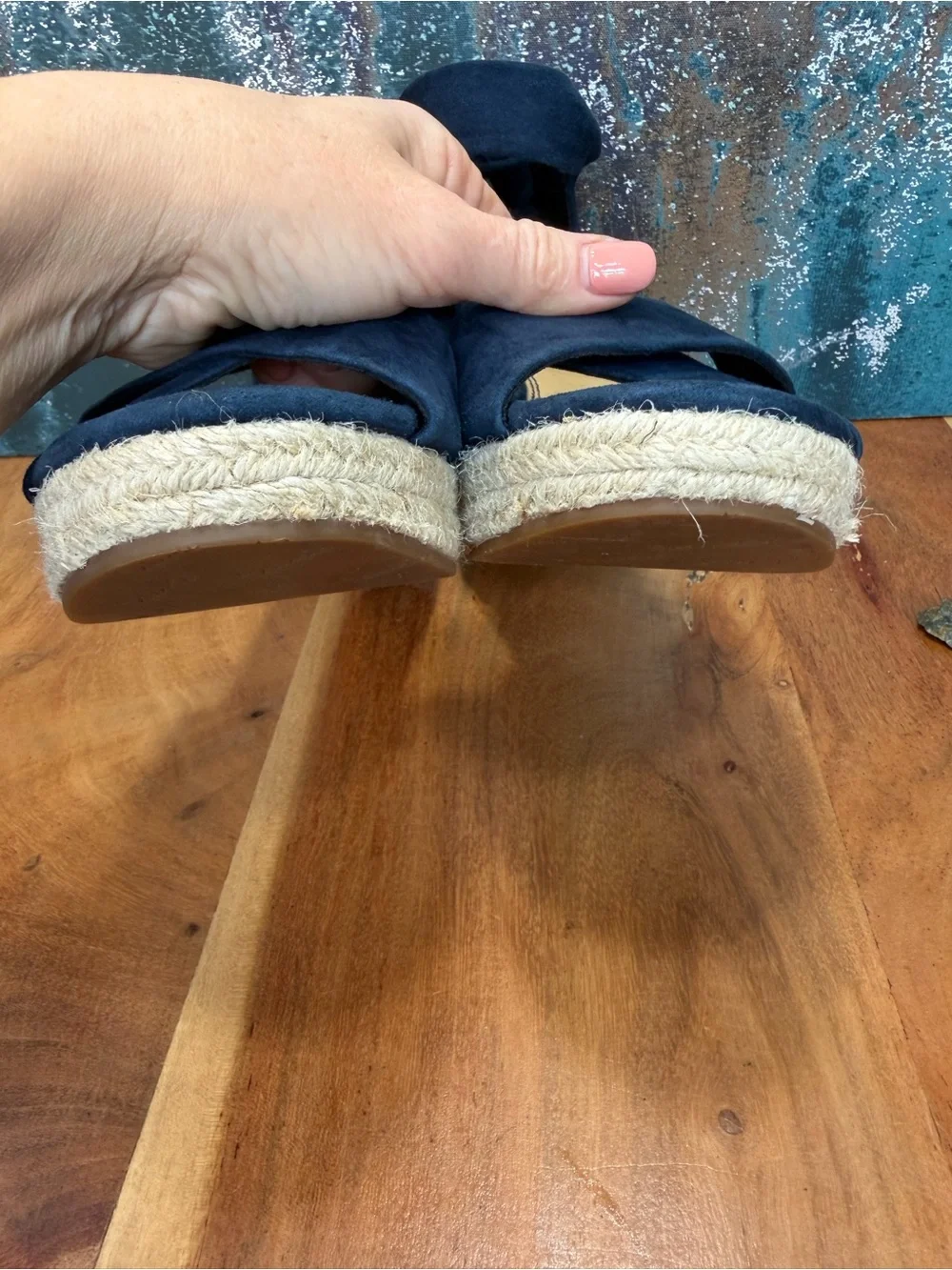 Splendid Coastal Chic‎ Boho 2010’s Blue Suede Espadrille Wedge Sandals (VGUC)